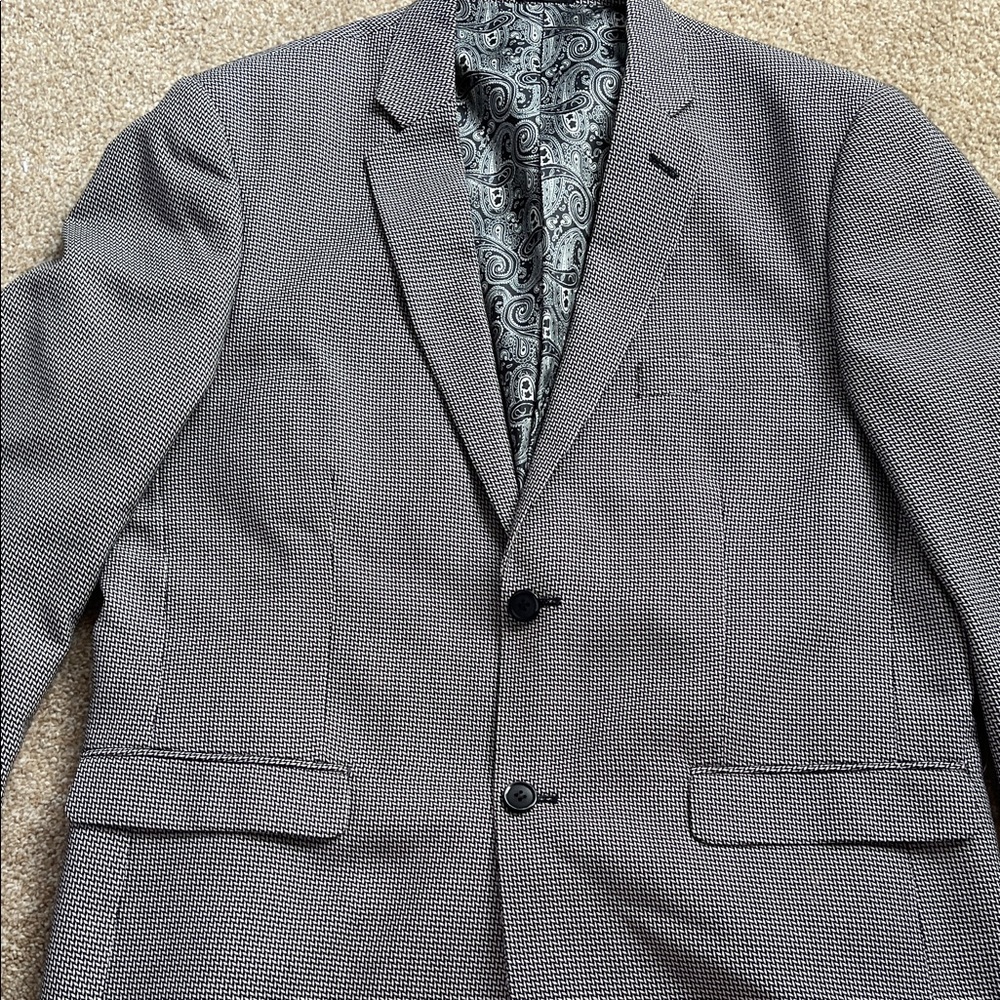 Stacy Adams Gray Micro-Check Sport Coat with Paisley Lining